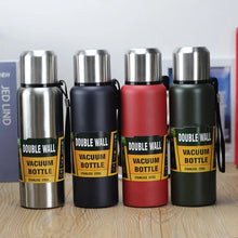 Load image into Gallery viewer, Large Capacity Stainless Steel Thermos Portable Flask Insulated Tumbler with Rope Thermo Bottle Military Style Vacuum Flask