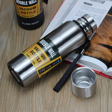 Load image into Gallery viewer, Large Capacity Stainless Steel Thermos Portable Flask Insulated Tumbler with Rope Thermo Bottle Military Style Vacuum Flask