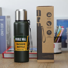 Load image into Gallery viewer, Large Capacity Stainless Steel Thermos Portable Flask Insulated Tumbler with Rope Thermo Bottle Military Style Vacuum Flask