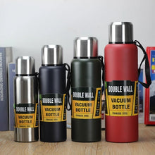 Load image into Gallery viewer, Large Capacity Stainless Steel Thermos Portable Flask Insulated Tumbler with Rope Thermo Bottle Military Style Vacuum Flask