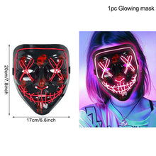 Load image into Gallery viewer, LED Halloween Mask Luminous Glow In The Dark Mascaras Halloween Party Costume Cosplay Masques Horror Props Neon light Masquerade