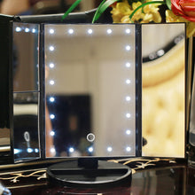 Load image into Gallery viewer, LED Makeup Mirror 22 Vanity Light Magnifying 3 Floding Countertop Touch Screen Cosmetic 10x Magnifier Small Mirror Beauty
