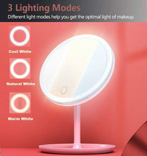 Load image into Gallery viewer, LED Makeup Mirror With Light Lamp With Storage Desktop Rotating Cosmetic Mirror Light Adjustable Dimming USB Vanity Mirror