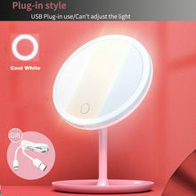 Load image into Gallery viewer, LED Makeup Mirror With Light Lamp With Storage Desktop Rotating Cosmetic Mirror Light Adjustable Dimming USB Vanity Mirror