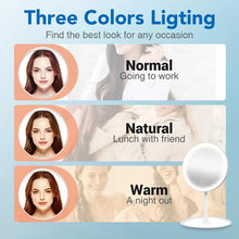 Load image into Gallery viewer, LED Makeup Mirror With Light Lamp With Storage Desktop Rotating Cosmetic Mirror Light Adjustable Dimming USB Vanity Mirror