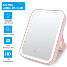 Load image into Gallery viewer, LED Makeup Mirror Touch Screen 3 Light Portable Standing Folding Vanity Mirroir 5X Magnifying Compect Cosmetics Mirror