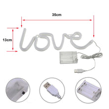 Load image into Gallery viewer, LED Neon Lights Love Shape Night Light Sign Lamp (Battery box + USB) Double Powered Nightlight for Indoor Christmas Wedding