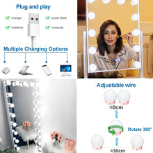 Load image into Gallery viewer, LED Professional Makeup Mirror Light Full Backlit Mirror USB Table Mirror with Light 6 10 14Bulbs Vanity Lights