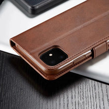 Load image into Gallery viewer, Leather Wallet Case for iPhone 12 Pro Max Mini 11 XS XR X SE 2020 8 7 6 6s Plus 5S 5 Luxury Flip Cover Coque Card Slots Magnetic
