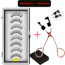 Load image into Gallery viewer, 8PCS 5 Magnets 3D Magnetic False Eyelashes Handmade Artificial Faux Cils Magnetic Natural Mink Eyelashes with Tweezers