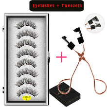 Load image into Gallery viewer, 8PCS 5 Magnets 3D Magnetic False Eyelashes Handmade Artificial Faux Cils Magnetic Natural Mink Eyelashes with Tweezers