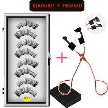 Load image into Gallery viewer, 8PCS 5 Magnets 3D Magnetic False Eyelashes Handmade Artificial Faux Cils Magnetic Natural Mink Eyelashes with Tweezers