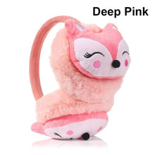 Load image into Gallery viewer, Cute cartoon fox winter warm earmuffs plush thick cotton girls girls boys warm earmuffs outdoor sports ear protection