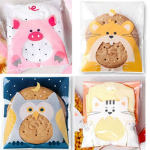 Load image into Gallery viewer, Cute animals Cookie Bags Self Adhesive Seal Plastic Cookies Bags for Kids Birthday Gifts Wedding Party Decoration 100pcs/lot