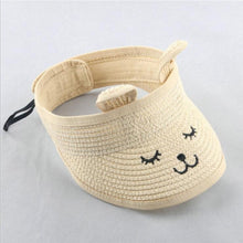 Load image into Gallery viewer, Lovely Smile Summer Empty Top Wide Brim Straw Visor Cap For Baby Props Kids Child Adjustable Cute Sun Hat For Boys Girls