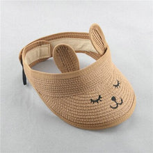 Load image into Gallery viewer, Lovely Smile Summer Empty Top Wide Brim Straw Visor Cap For Baby Props Kids Child Adjustable Cute Sun Hat For Boys Girls
