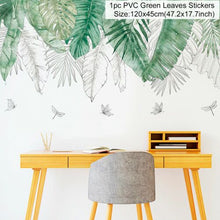 Load image into Gallery viewer, LuanQI Green Leaves Wall Stickers For Home Living Room Decorative Vinyl Wall Decal Tropical Plants DIY Kid Door Murals Wallpaper