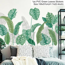 Load image into Gallery viewer, Green Plant Wall Sticker Vinyl Wall Decal Tropical Palm Leaf Modern Art Door Murals Paper For Room Kitchen DIY Decortions
