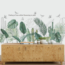 Load image into Gallery viewer, Green Plant Wall Sticker Vinyl Wall Decal Tropical Palm Leaf Modern Art Door Murals Paper For Room Kitchen DIY Decortions