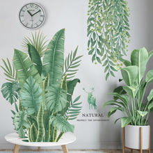 Load image into Gallery viewer, Green Plant Wall Sticker Vinyl Wall Decal Tropical Palm Leaf Modern Art Door Murals Paper For Room Kitchen DIY Decortions