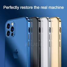 Load image into Gallery viewer, Luxury Plating Square Frame Matte Soft Silicone Case for iPhone 11 12 Pro Max Mini XR X XS 7 8 Plus SE 2020 Transparent Cover