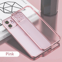 Load image into Gallery viewer, Luxury Classic Square Plating Frame Transparent Case For iPhone 12 11 Pro Max Mini X XS XR 7 8 Plus SE 2020 Soft Silicone Cover