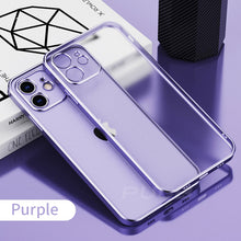 Load image into Gallery viewer, Luxury Classic Square Plating Frame Transparent Case For iPhone 12 11 Pro Max Mini X XS XR 7 8 Plus SE 2020 Soft Silicone Cover