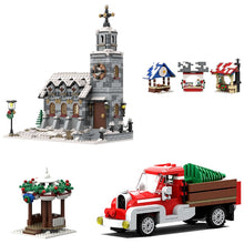 Load image into Gallery viewer, MOC The Medieval Architecture And Truck Winter Village - Market Stalls Building Blocks Set Christmas Car Church Bricks Toys Gift