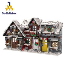 Load image into Gallery viewer, MOC The Medieval Architecture And Truck Winter Village - Market Stalls Building Blocks Set Christmas Car Church Bricks Toys Gift