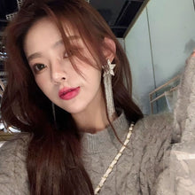 Load image into Gallery viewer, MWsonya New Korean Personality Rhinestone Pentagram Long Tassel Pendant Earring Elegant for women Luxury Earring Jewelry Gift