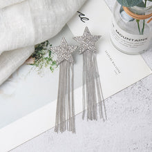 Load image into Gallery viewer, MWsonya New Korean Personality Rhinestone Pentagram Long Tassel Pendant Earring Elegant for women Luxury Earring Jewelry Gift