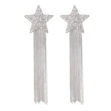 Load image into Gallery viewer, MWsonya New Korean Personality Rhinestone Pentagram Long Tassel Pendant Earring Elegant for women Luxury Earring Jewelry Gift