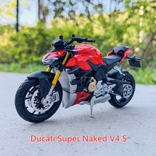 Load image into Gallery viewer, 1:18 The New Ducati Super Naked V4 S red original authorized simulation alloy motorcycle model toy car gift collection
