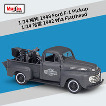 Load image into Gallery viewer, 1:24 1948 Ford F-1 pickup truck + motorcycle die-casting simulation alloy car model crafts decorative collection of toy t
