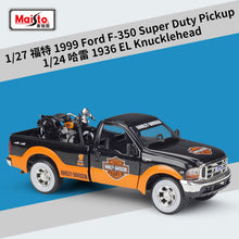 Load image into Gallery viewer, 1:24 1948 Ford F-1 pickup truck + motorcycle die-casting simulation alloy car model crafts decorative collection of toy t