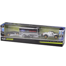 Load image into Gallery viewer, 1:64 2010 RAPTOR /2017 FORD GT HERITAGE Die casting manufacturing trailer model simulation model alloy car collection