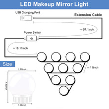 Load image into Gallery viewer, Makeup Mirror Vanity LED Light Bulbs USB Charging Port Mirror Lights Touch Adjustable Brightness Makeup Lighting Bulbs