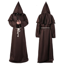 Load image into Gallery viewer, Medieval Halloween Christian Friar Priest Robes Witch Wizard Cloak Cape Party Death Ghost Vampire Devil Demon Cosplay Costume for Adult