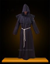 Load image into Gallery viewer, Medieval Halloween Christian Friar Priest Robes Witch Wizard Cloak Cape Party Death Ghost Vampire Devil Demon Cosplay Costumes
