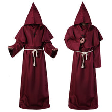 Load image into Gallery viewer, Medieval Halloween Christian Friar Priest Robes Witch Wizard Cloak Cape Party Death Ghost Vampire Devil Demon Cosplay Costume for Adult