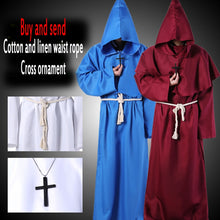 Load image into Gallery viewer, Medieval Halloween Christian Friar Priest Robes Witch Wizard Cloak Cape Party Death Ghost Vampire Devil Demon Cosplay Costume for Adult