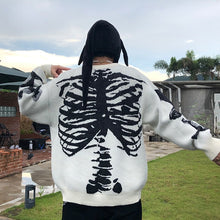 Load image into Gallery viewer, Men Oversized Sweater Black Loose Skeleton Bone Print Women Vintage Retro Knitted Sweater Autumn Cotton Pullover Unisex