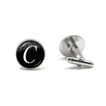 Load image into Gallery viewer, Men's Fashion A-Z Single Alphabet Cufflinks Silver Color Letter Cuff Button for Male Gentleman Shirt Wedding Cuff Links Gifts