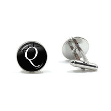 Load image into Gallery viewer, Men's Fashion A-Z Single Alphabet Cufflinks Silver Color Letter Cuff Button for Male Gentleman Shirt Wedding Cuff Links Gifts