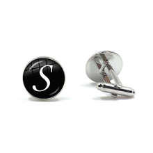 Load image into Gallery viewer, Men's Fashion A-Z Single Alphabet Cufflinks Silver Color Letter Cuff Button for Male Gentleman Shirt Wedding Cuff Links Gifts