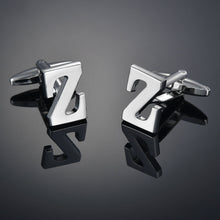 Load image into Gallery viewer, Men's French Shirt Cuff Links Male Cuff Links for Men Gift for Men 26 Letters A-Z High Quality Brass Silver Color Cufflinks