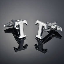 Load image into Gallery viewer, Men's French Shirt Cuff Links Male Cuff Links for Men Gift for Men 26 Letters A-Z High Quality Brass Silver Color Cufflinks