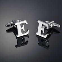 Load image into Gallery viewer, Men's French Shirt Cuff Links Male Cuff Links for Men Gift for Men 26 Letters A-Z High Quality Brass Silver Color Cufflinks