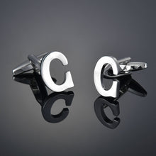 Load image into Gallery viewer, Men's French Shirt Cuff Links Male Cuff Links for Men Gift for Men 26 Letters A-Z High Quality Brass Silver Color Cufflinks