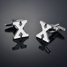 Load image into Gallery viewer, Men's French Shirt Cuff Links Male Cuff Links for Men Gift for Men 26 Letters A-Z High Quality Brass Silver Color Cufflinks